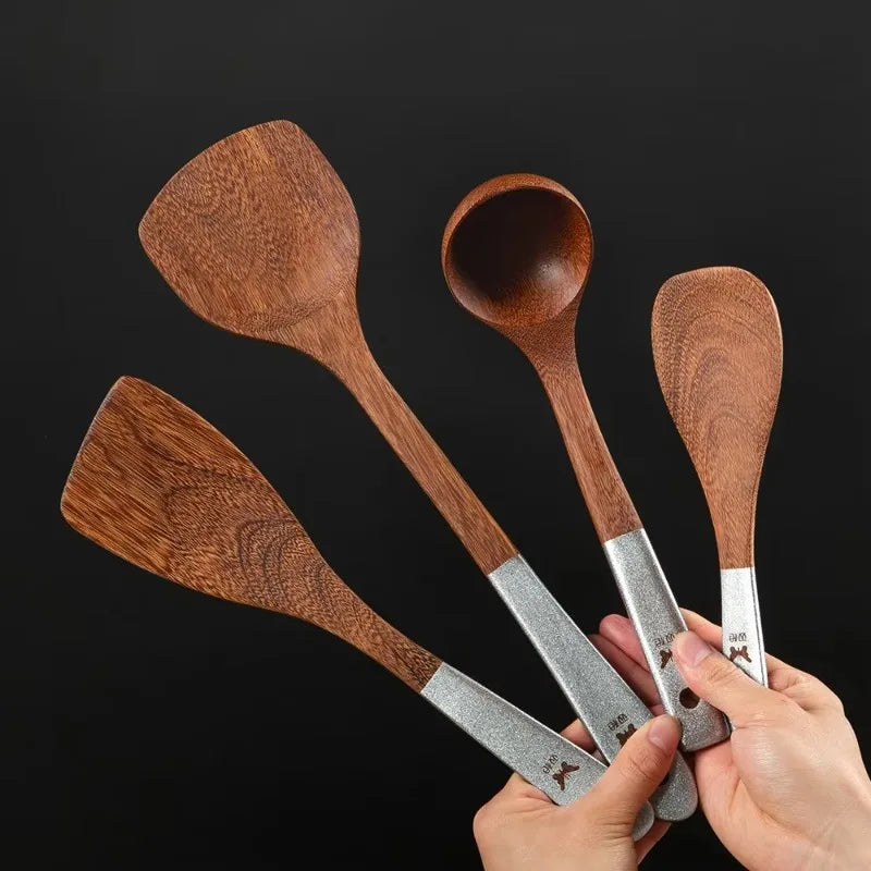 Ustensiles cuisine en bois argenté - ETO La maison du wok
